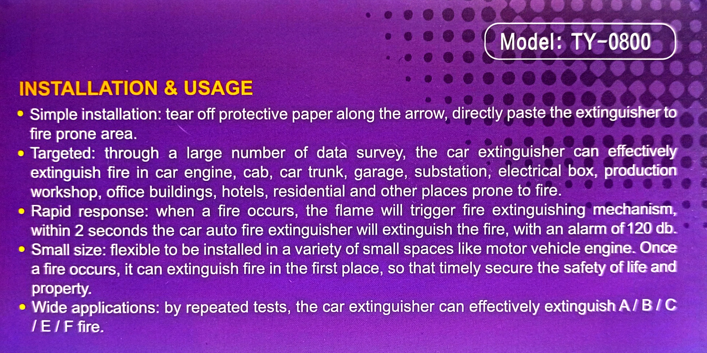 Tenyu Tech Car Auto Fire Extinguisher - Image 4